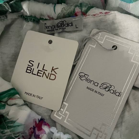 NWT $198 Italy Elena Baldi Silk blend floral Tropical FLOWING Maxi Tent Dress L - Picture 6 of 6